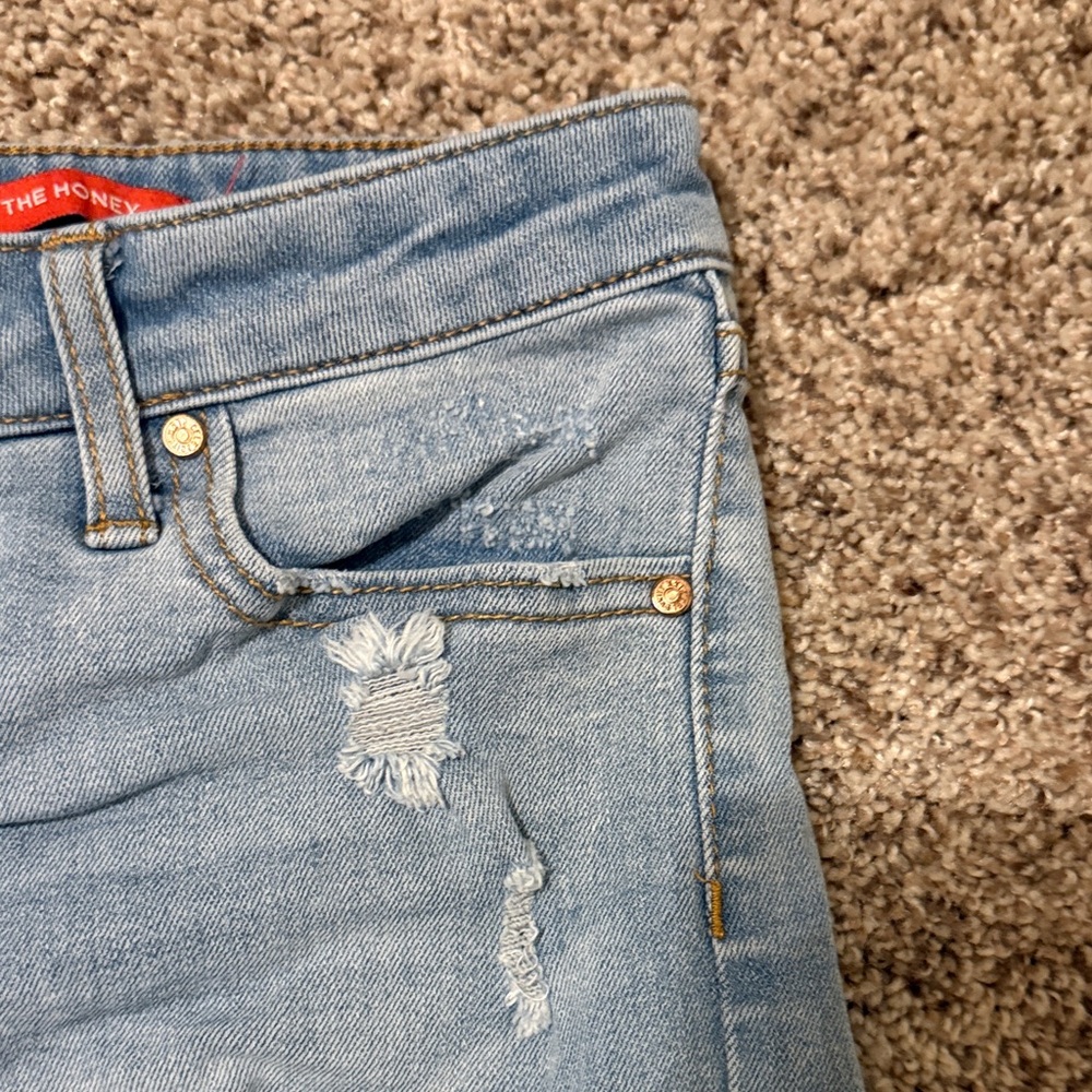 Celebrity Pink Light Blue Distressed Jean Shorts - Picture 2 of 6